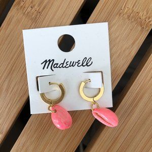 Madewell Pink Cowrie Shell Huggie Hoop Earrings